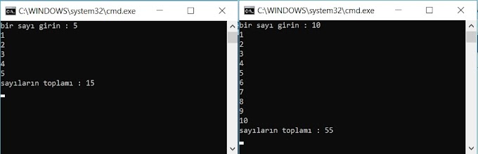 Klavyeden Girilen n Değerine Kadar Olan Sayıların Toplamı 