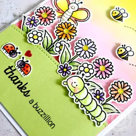 Sunny Studio Stamps: Backyard Bugs Thanks A Buzzilion Bumblebee, Butterfly, Ladybug & Caterpillar Card by Lexa Levana.