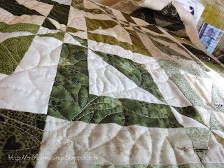 getting started with quilting on my green True Blue quilt