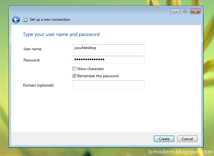 Masukkan username dan password