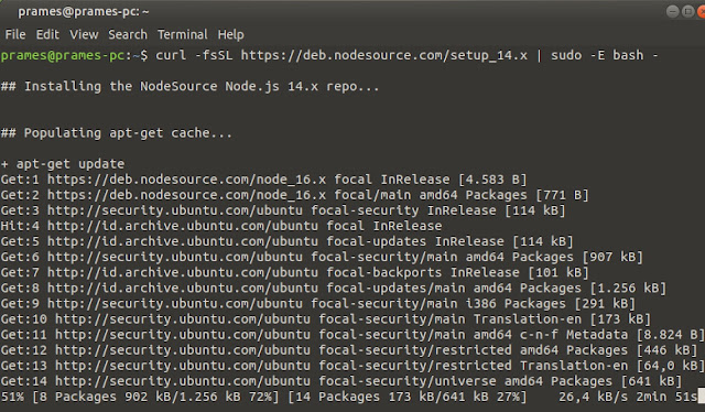 Cara install node.js di Ubuntu 20.04