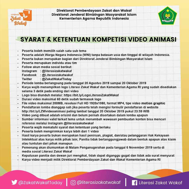 Lomba Blog dan Video Animasi Zakat dan Wakaf 2019