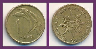 U35 URUGUAY 1 PESOS COIN XF 1969