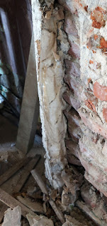 The old plaster mixed with paper