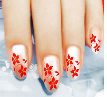  the Most Fashionable Nail Art: Flower Design Nail Art, Red Nail Art