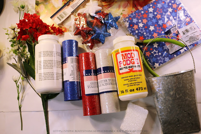 Craft materials displayed on a table