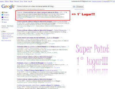 SEO, como colocar um vídeo na barra lateral do blog, superpoint em primeiro lugar!!!