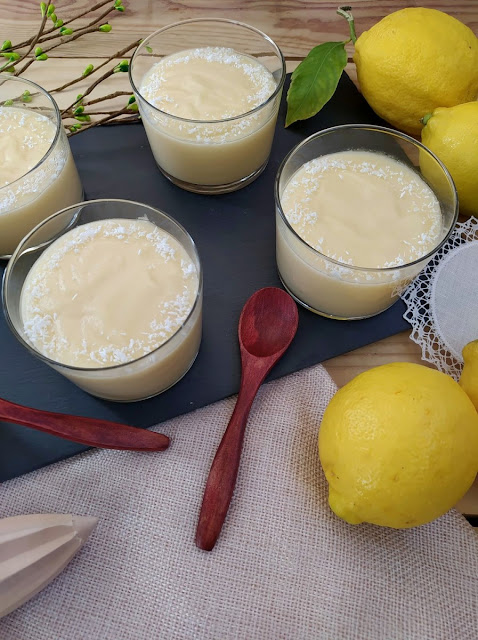 Crema de limón y leche de coco en Monsieur Cuisine Thermomix Lidl Sin horno Cítrico Postre rápido, rico, cremoso, lemon, coconut milk Cuca celebración