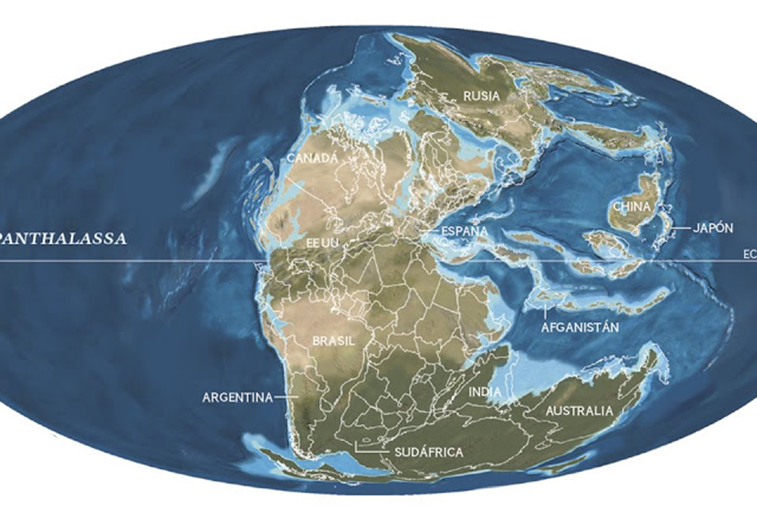 Pangea. Aunque la mayoría de las ilustraciones de ecosistemas del pérmico nos muestran desiertos, debemos tener en cuenta que existieron ecosistemas reducidos más húmedos cerca de las costas, que al ser pocos han dejado menos huellas fósiles.