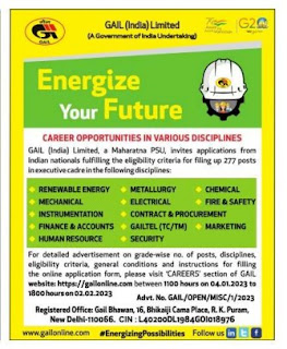 GAIL (India) Recruitment 2023 277 Senior Engineer Posts