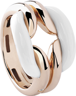 ♦Damiani D.Lace rose gold white ceramic ring #damiani #jewelry #brilliantluxury