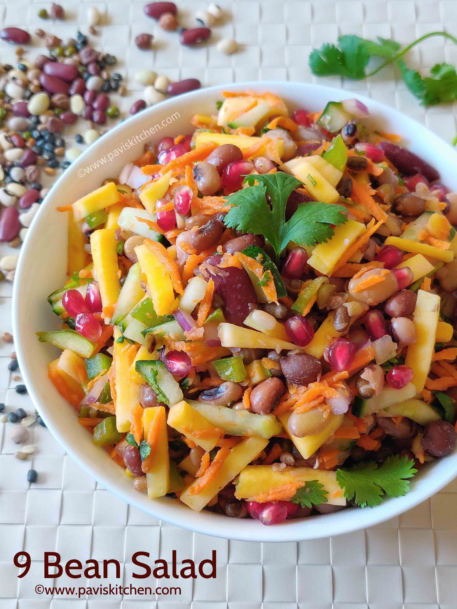 Mixed bean salad recipe | 9 bean salad | bean chaat recipe | navadhanya salad