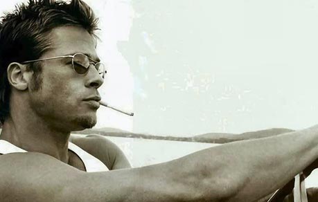brad pitt hair color. rad pitt hair transplant.