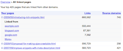 is now updated to show you which domains link the most to your site Webmaster Tools - Links to your site updated