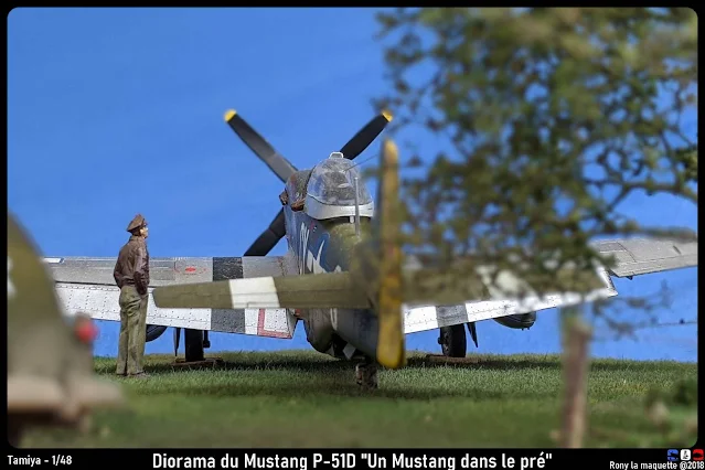 Diorama P-51D Mustang et Ford Sedan de Tamiya au 1/48.