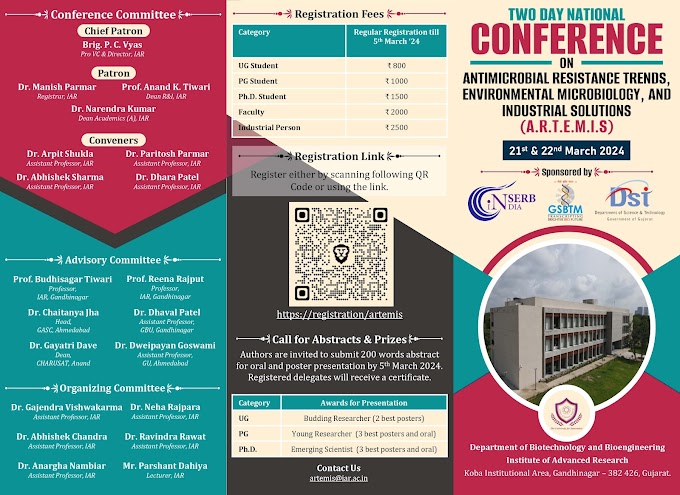 Two-Day National Conference on Antimicrobial Resistance Trends, Environmental Microbiology, and Industrial Solutions (ARTEMIS) | 21st & 22nd March 2024