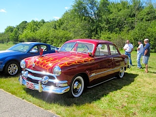 red car with orange flames