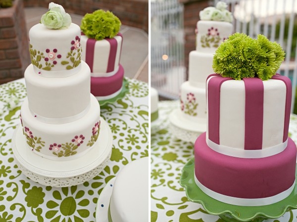 Pink and Green Wedding Cakes