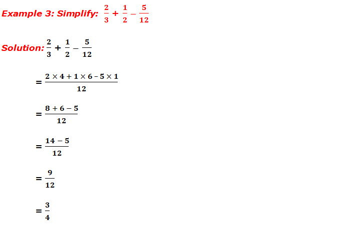 Example 3: Simplify of fractions