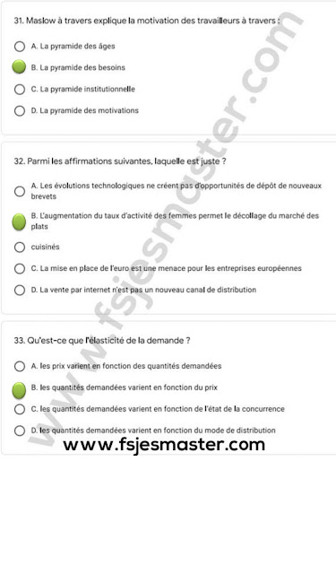 Correction du Concours Master Sciences de Gestion 2020-2021 - Fsjes Agdal