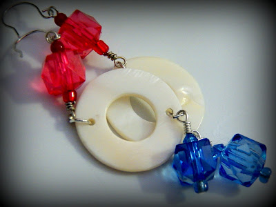 Red white and blue earrings - JewelsByDesikalakar