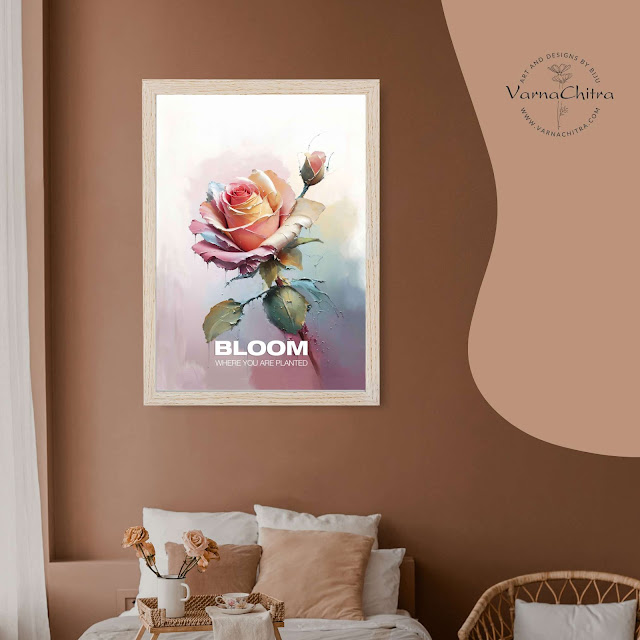 Amazingly beautiful motivational poster to inspire anyone facing difficulty in their circumstances, with a rose flower painting in background by Biju Varnachitra
