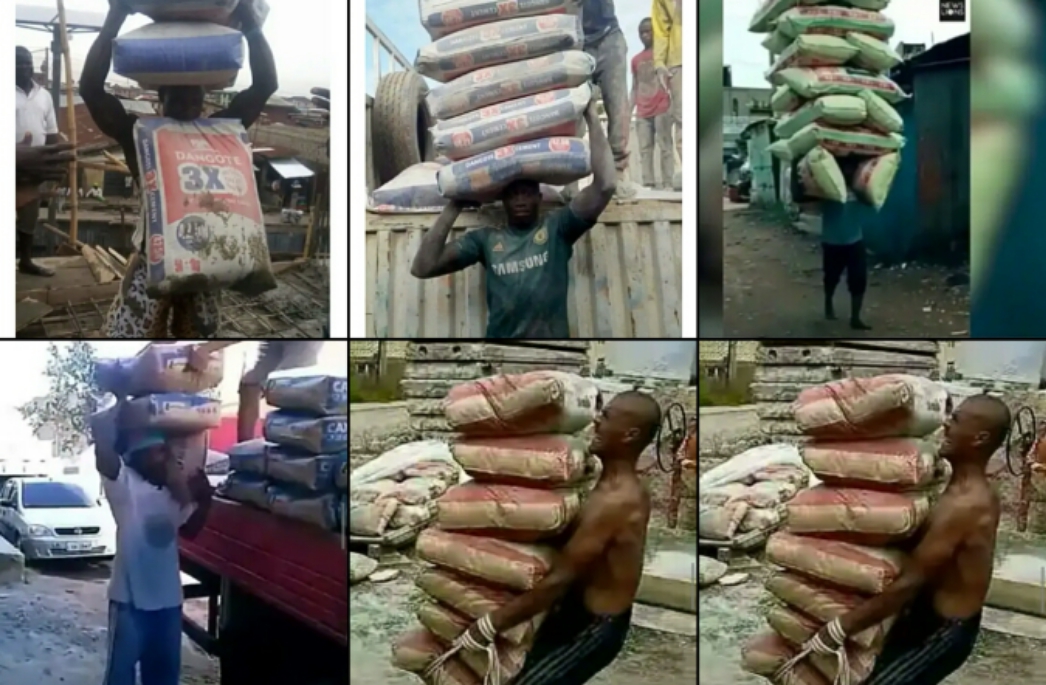 Northerners Are Strong See Photos Of Men Carrying Cements, Rice And Other Heavy Items On Their Heads