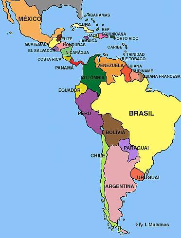 Map of north and south america with capitals