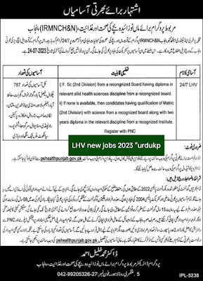 Latest Punjab LHV Jobs in the Department of Primary and Secondary Healthcare