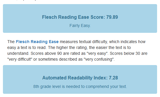 page readability score