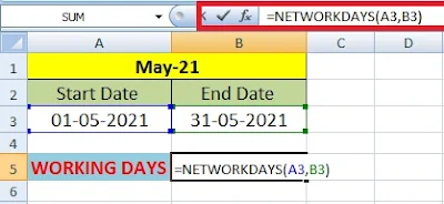 How to Calculate Working Days in a Month on Excel in Hindi