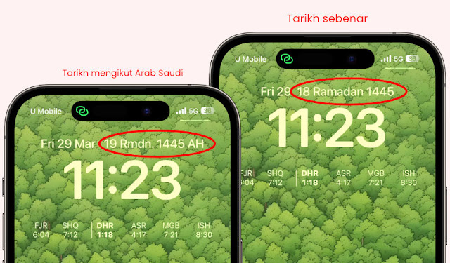 cara betulkan kalendar hijrah di iphone