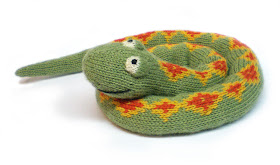 a knitted plush snake called Sophie