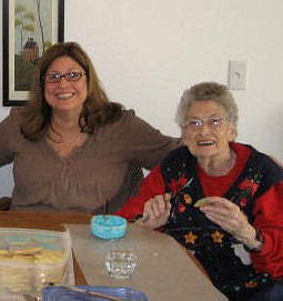 Gramma Blanche and I decorating Christmas cookies.