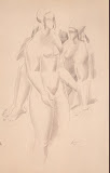 Two Nude Female Figures by Alexander Archipenko - Nude Drawings from Hermitage Museum