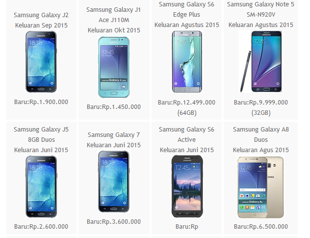 Daftar Harga Smartphone Samsung Galaxy Android Terbaru Januari    2016