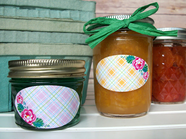 Plaid Floral Oval Mason Jar Canning Labels