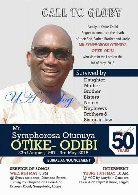 Burial Poster Of Nigerian Man Allegedly Stabbed To Death By His Wife In Lagos