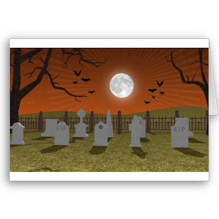 Spooky Halloween Graveyard Cards