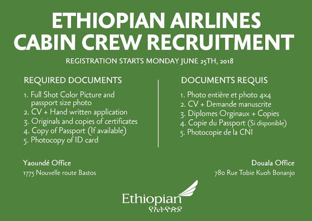 pieces à fournir recrutement ethiopian airlines