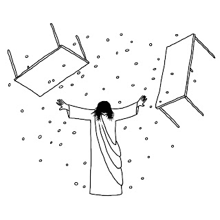 Jesus Overturning by David Hayward