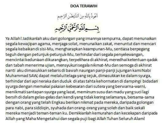 doa lepas tarawih