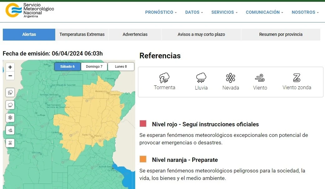 Alerta Naranja: tormentas en la noche del sábado en Concordia