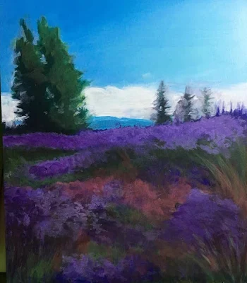 Purple field, painting by Rosanna Tavarez