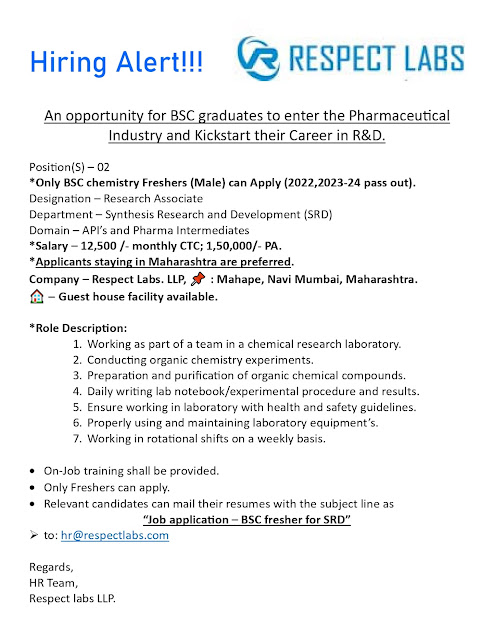 Respect Labs Job Vacancy For Fresher BSc Candidates