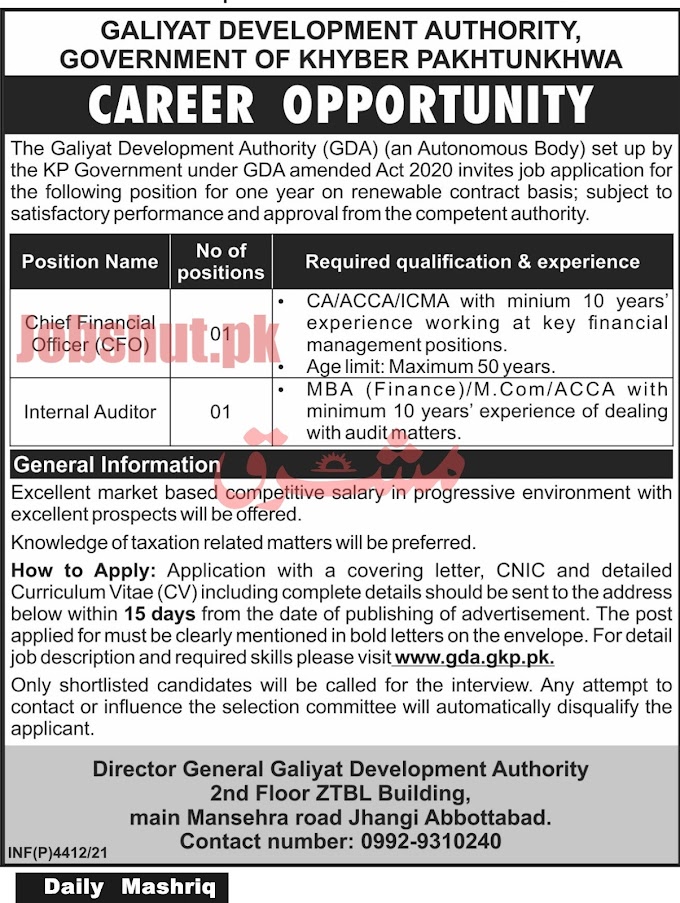 Galiyat Development Authority Gda Jobs In Abbottabad 2021