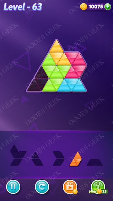 Block! Triangle Puzzle 5 Mania Level 63 Solution, Cheats, Walkthrough for Android, iPhone, iPad and iPod