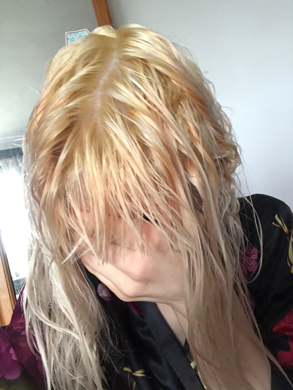 My freshly bleached roots before applying bleach london champagne super toner. They're pretty yellow tbh