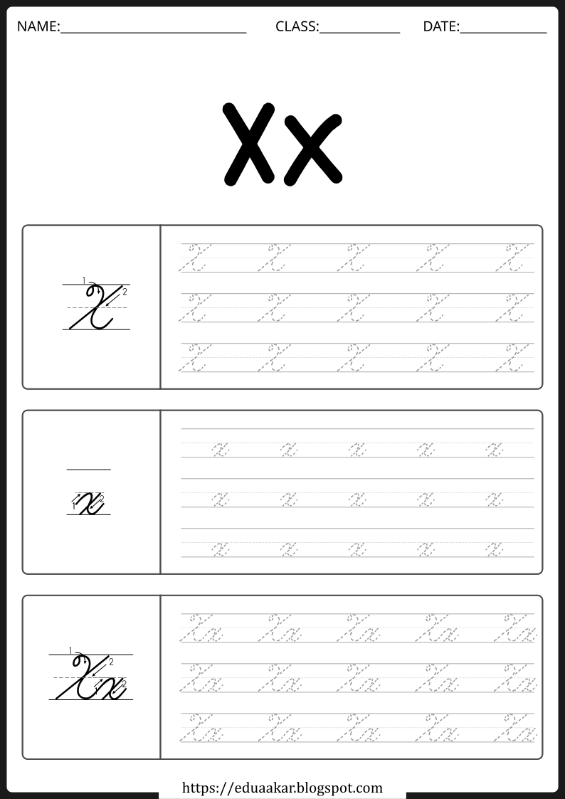 Cursive x Worksheet