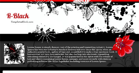 Blogger R-Black Butterfly Flowers Template